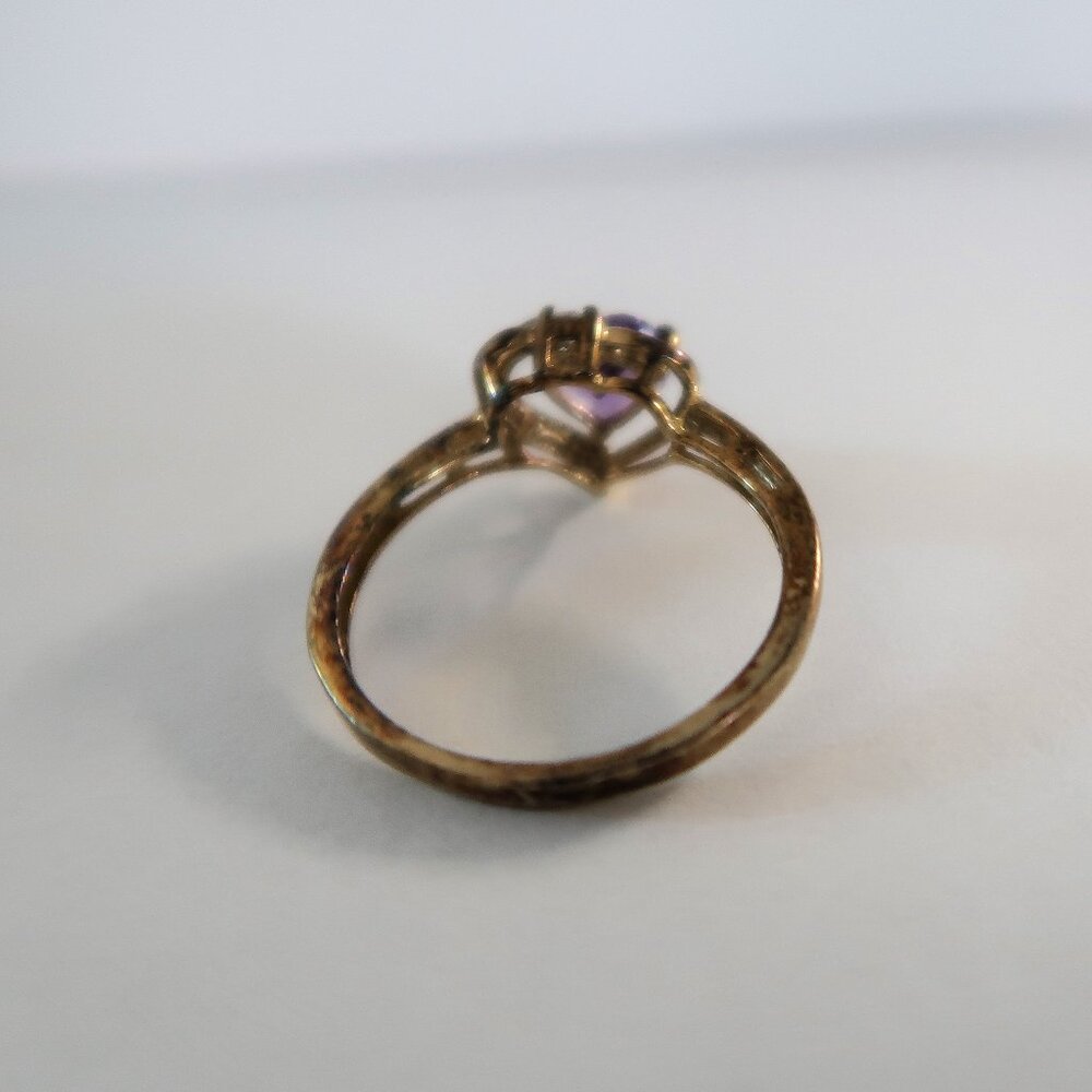 'Warrior Of The Battlefield' Tarnished 925 Sterling Ring Purple Heart Stone View 4